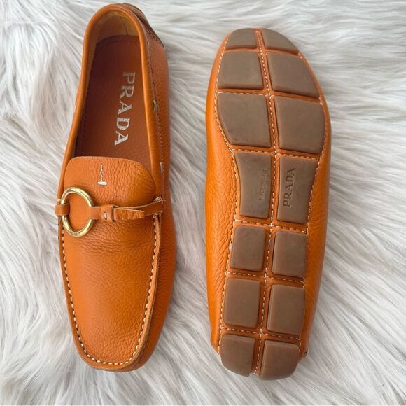 PRADA Orange Ring Driving Loafers Flats sz. 35.5 - Picture 10 of 11